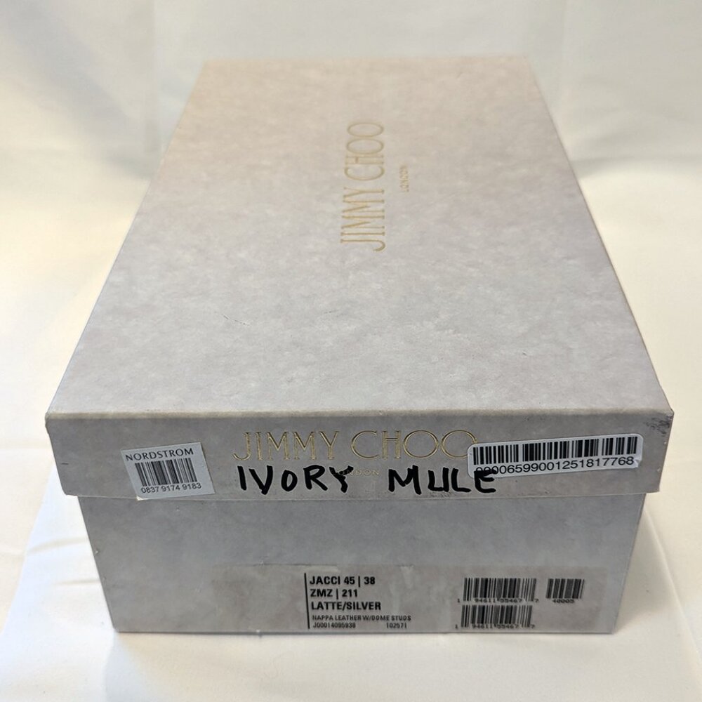 Jimmy Choo Ivory Studded Slide Sandal Sz 38 Color: Latte - Picture 7 of 9